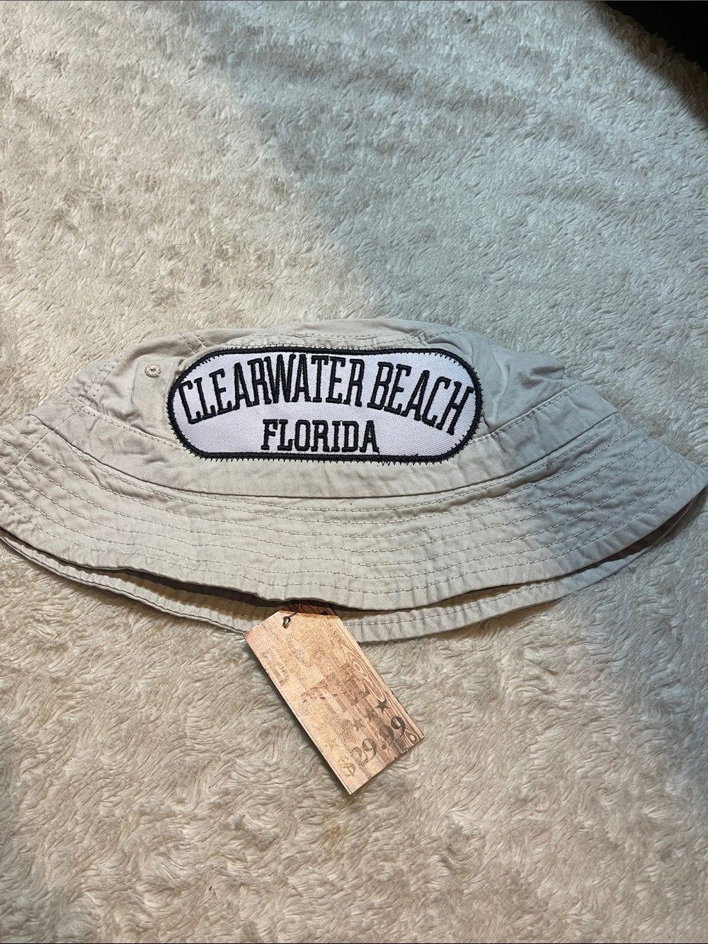 ClearwaterāBeach Florida Embroidered Bucket Hat - Beige NWT